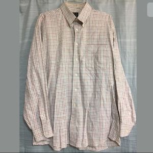 Jos A Bank Check Plaid Button Down Dress Shirt L